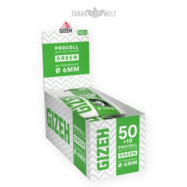 Gizeh Green Aktivkohlefilter Procell Active Filter Box 10 x 60 Stuck